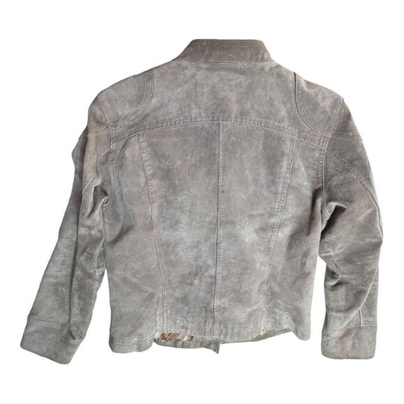 Women’s PigSkin Genuine Leather Taupe size  42 Moto Jacket Medium Canada - Picture 4 of 13